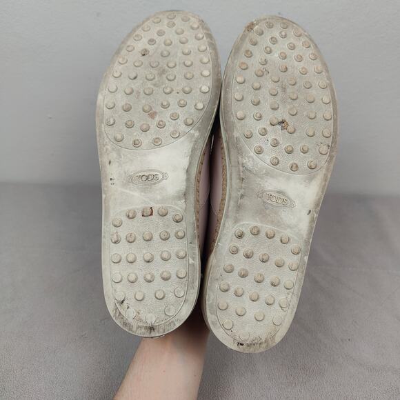 Tod's Sneaker Espadrilles Womens 39.5 Pink Leather Slip On Preppy Designer - Picture 10 of 11